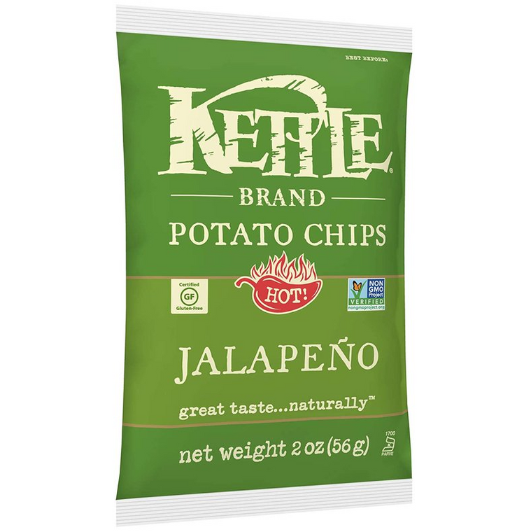 Kettle Brand Jalapeno Potato Chips, 2 oz (6 Pack)