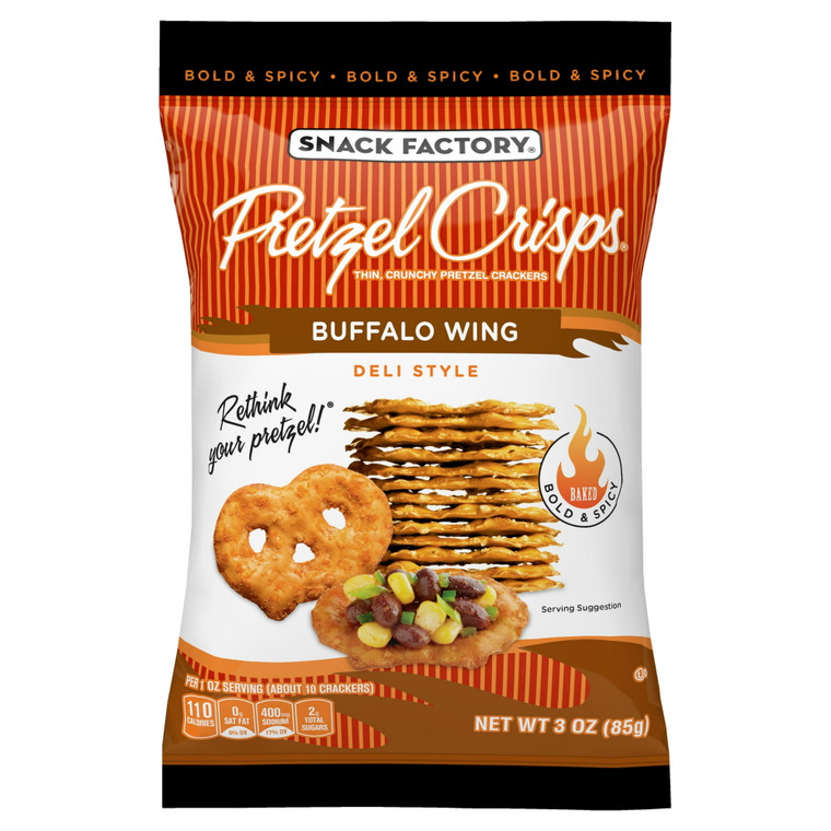 Snack Factory Deli Style Pretzel Crisps - Buffalo Wing, 3 oz (8 Pack)