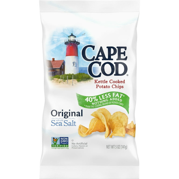 Cape Cod Kettle Cooked Potato Chips - Original (Sea Salt), 5 oz (8 Pack)