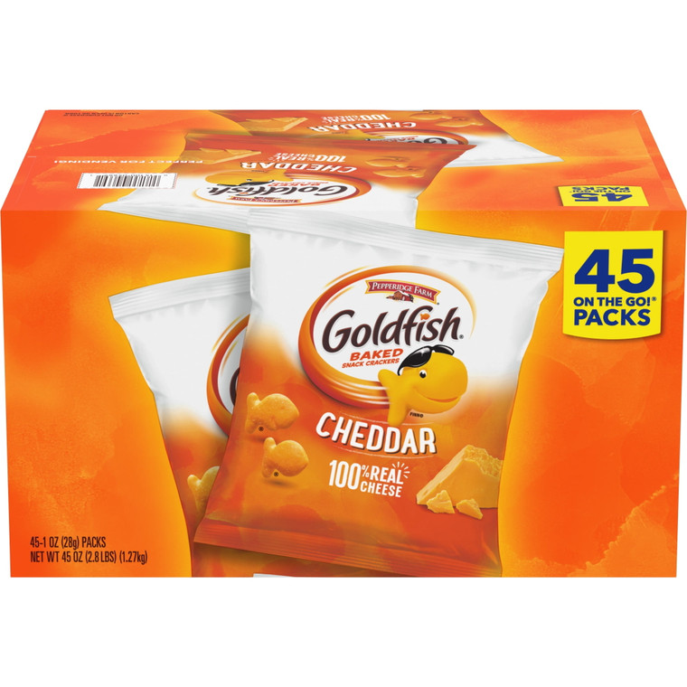 Pepperidge Farm Goldfish Baked Snack Crackers - Cheddar, 1 oz Bags (45 Pack)