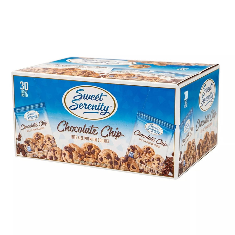 Sweet Serenity Bite Size Premium Cookies - Chocolate Chip, 2 oz Bags (30 Pack)