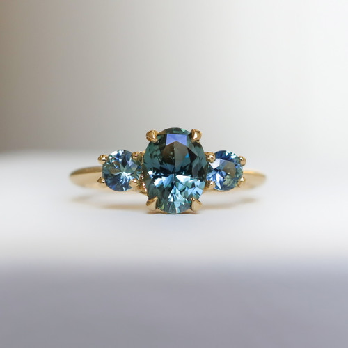 Sarah - 1.25 Cts Oval Teal Sapphire Engagement Ring - Nolan and Vada