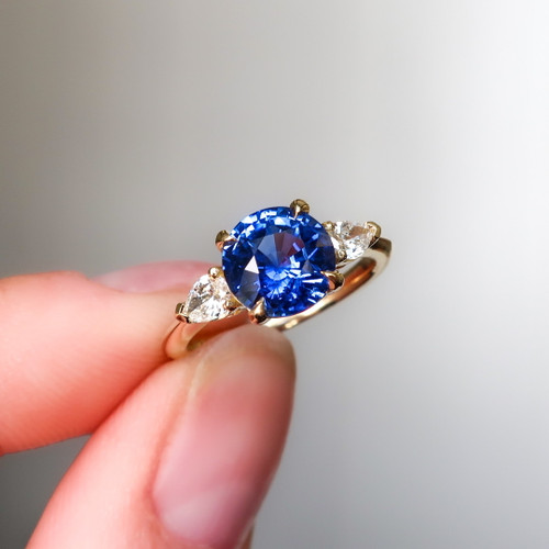 7*11MM Pear Cut Sapphire Bezel Engagement Ring - Provence Jewelry