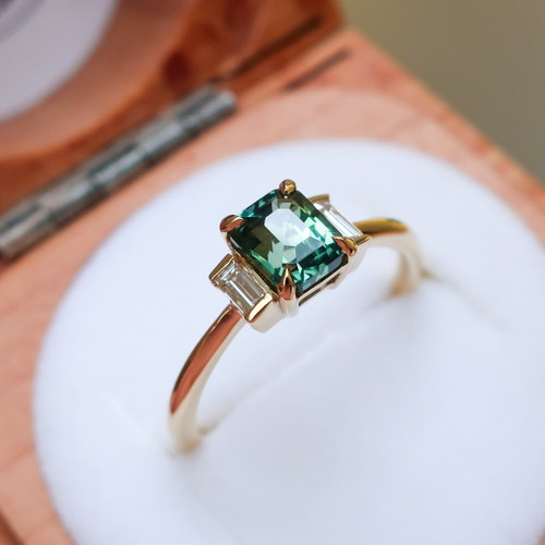 Cassia - 1.30 Cts Octagonal Teal Sapphire Engagement Ring - Nolan and Vada