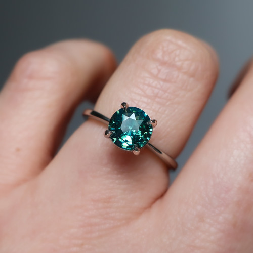 Celine - 1.24 Round Teal Sapphire Engagement Ring - [S826-CELINE-NVST2004]