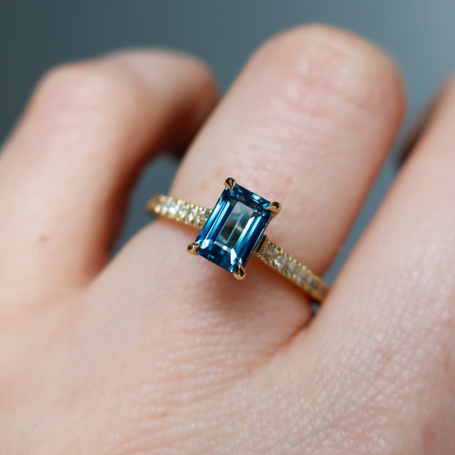 Victoria - 1.11ct Emerald Cut Teal Sapphire Engagement Ring - [S804-VICTORIA-NVST2366]