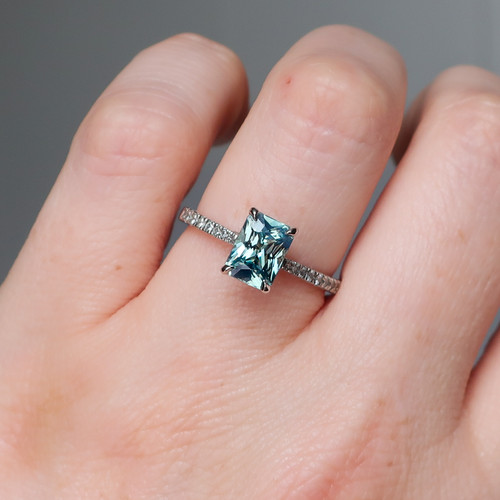 Serenity - 2.08ct Radiant Teal Sapphire Engagement Ring - [S807-SERENITY-NVST2865]
