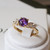 Flora - 1.04 Cts Round Purple Sapphire Engagement Ring - Nolan and Vada