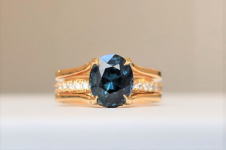 oval teal sapphire engagement ring halo