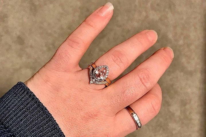 heart shaped pink sapphire engagement ring cathedral