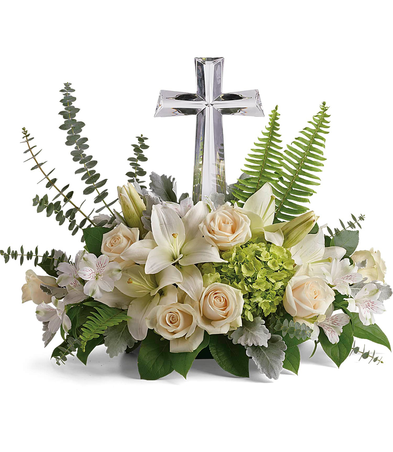 SYM450 B Glorious Love Large Crystal Cross With All White Funeral Flowers  98465.1598095819 ?c=2