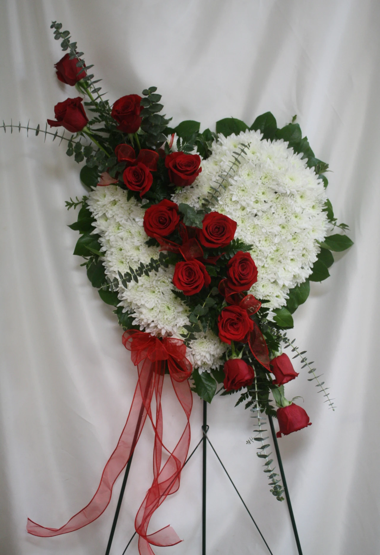 Garden of Roses Pink Shaped Open Heart of Funeral Flowers