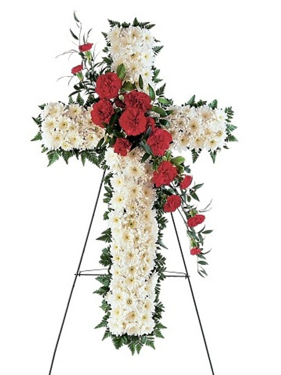 Red Carnation Funeral Flower Cross