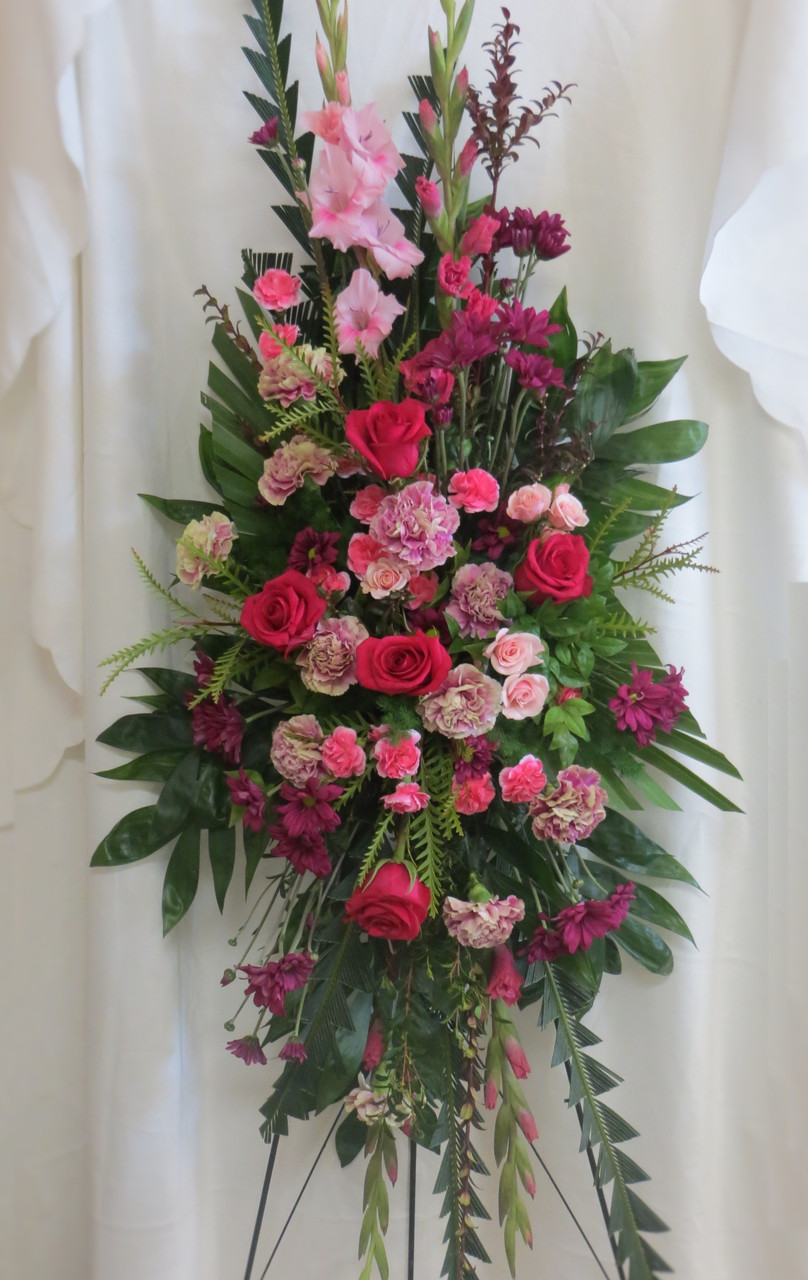 Jeweled Hot Pink Rose Funeral Spray