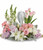 Hopeful Gardens White Angel Keepsake with Pink Funeral Flowers from Sympathy Flower Shop. This lovely arrangement of light pink roses, light pink tulips, white lilies, light pink carnations, white carnations, white snapdragons and light pink stock is accented with variegated pittosporum. Bouquet size is approximately 20" W x 16" H
SKU SYM461