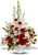 Treasured Memories Funeral Arrangement by Sympathy Flower Shop.  A mix of fresh flowers such as red and white roses, oriental lilies, graceful gladioli, carnations and fragrant eucalyptus. Beautifully presented in a white urn. The best funeral florist in Houston TX. SKU  SYM414