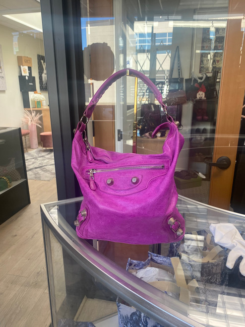 Balenciaga pink motocross bag
