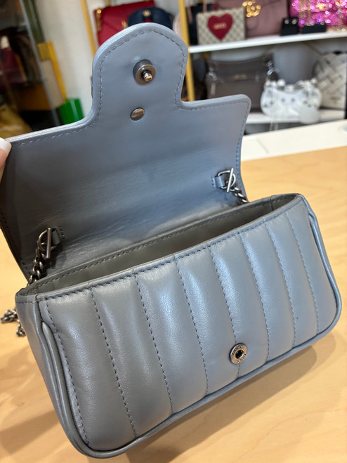 GREY SUPER MINI GUCCI MARMONT CROSSBODY