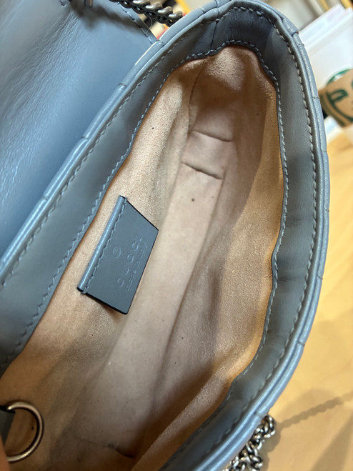 GREY SUPER MINI GUCCI MARMONT CROSSBODY