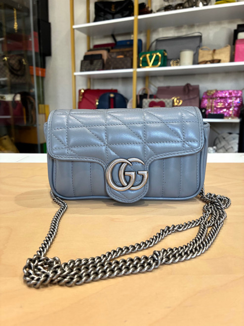 GREY SUPER MINI GUCCI MARMONT CROSSBODY