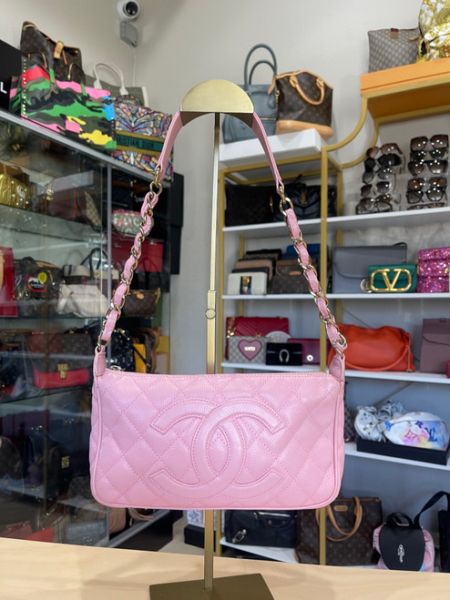 PINK CHANEL CAVIAR SHOULDER BAG