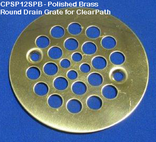 CPSP12SPB: Polished Brass Round Drain Grate for ClearPath
