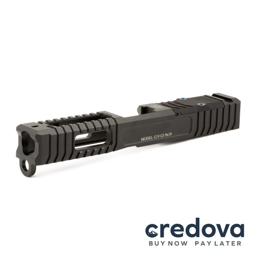 Gen3 — Combat Duty Black LVL-1 Glock® G19 Slide 2.0 (3 Barrel Peep Windows) (Stripped) Gen3 — Combat Duty Black LVL-1 Glock® G19 Slide 2.0 (3 Barrel Peep Windows) (Stripped)