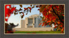 Cardston Temple - Fall Leaves by Hank deLespinasse - 14x28 - Canvas - Medium Wood Frame (Outside Dimension 18x32)