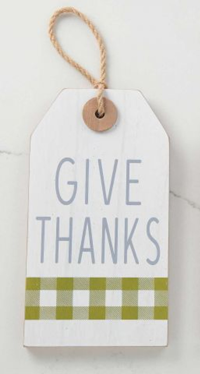 Give Thanks Wall Art Green Plaid 10" (While Supplies Last)*