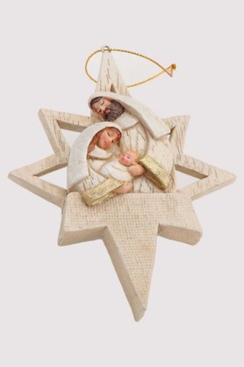 Ornament Holy Family Cream Resin 4 inch