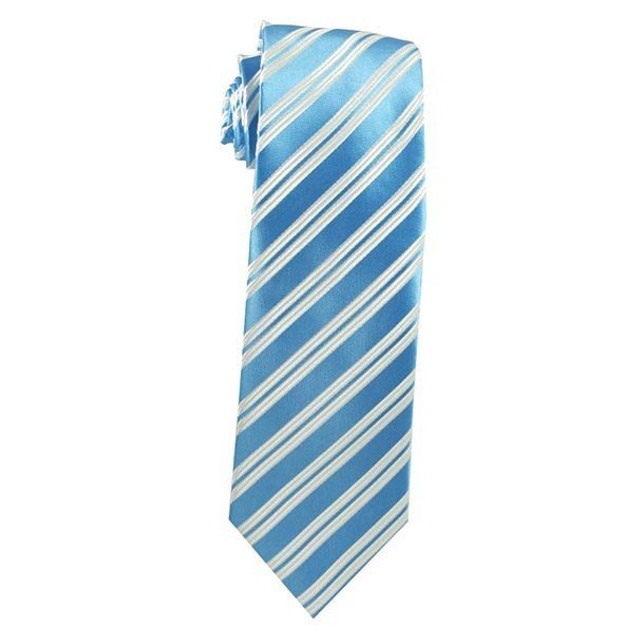 Baby Blue and White Stripes Men's Tie
