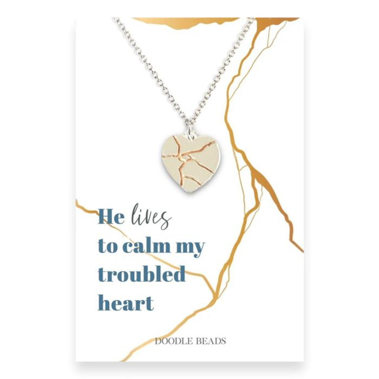 He Lives To Calm My Troubled Heart (Kintsugi Heart Pendant Necklace)*