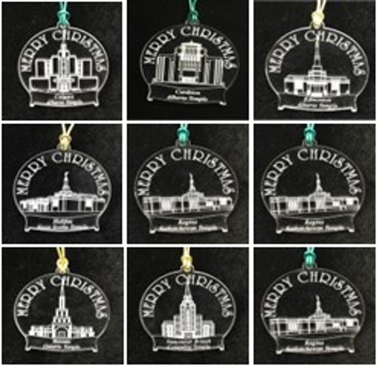 Etched Christmas Temples (Plexiglass Ornaments) Choose temple in options*