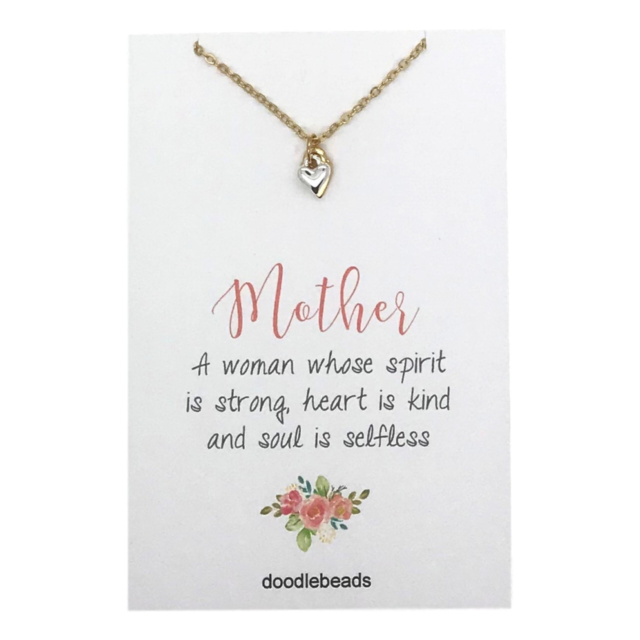 Double Heart Necklace, Mother (Gold)