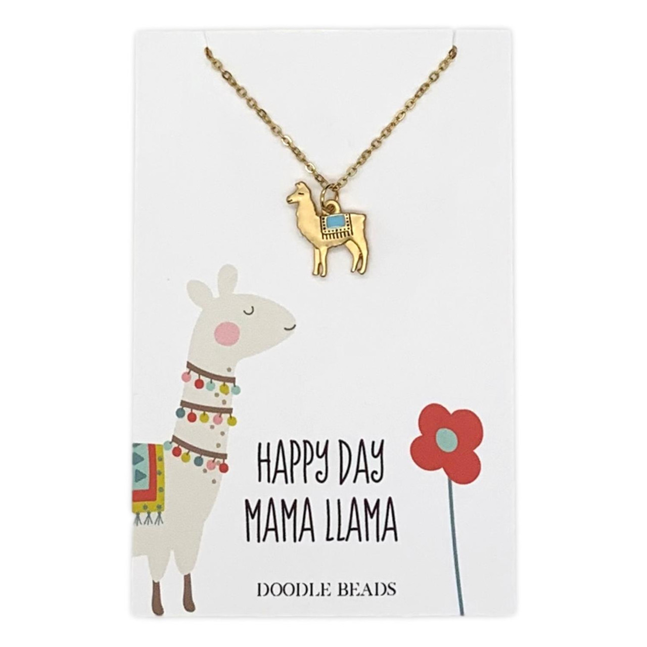 Llama Necklace, Happy Day Mama Llama (Gold)