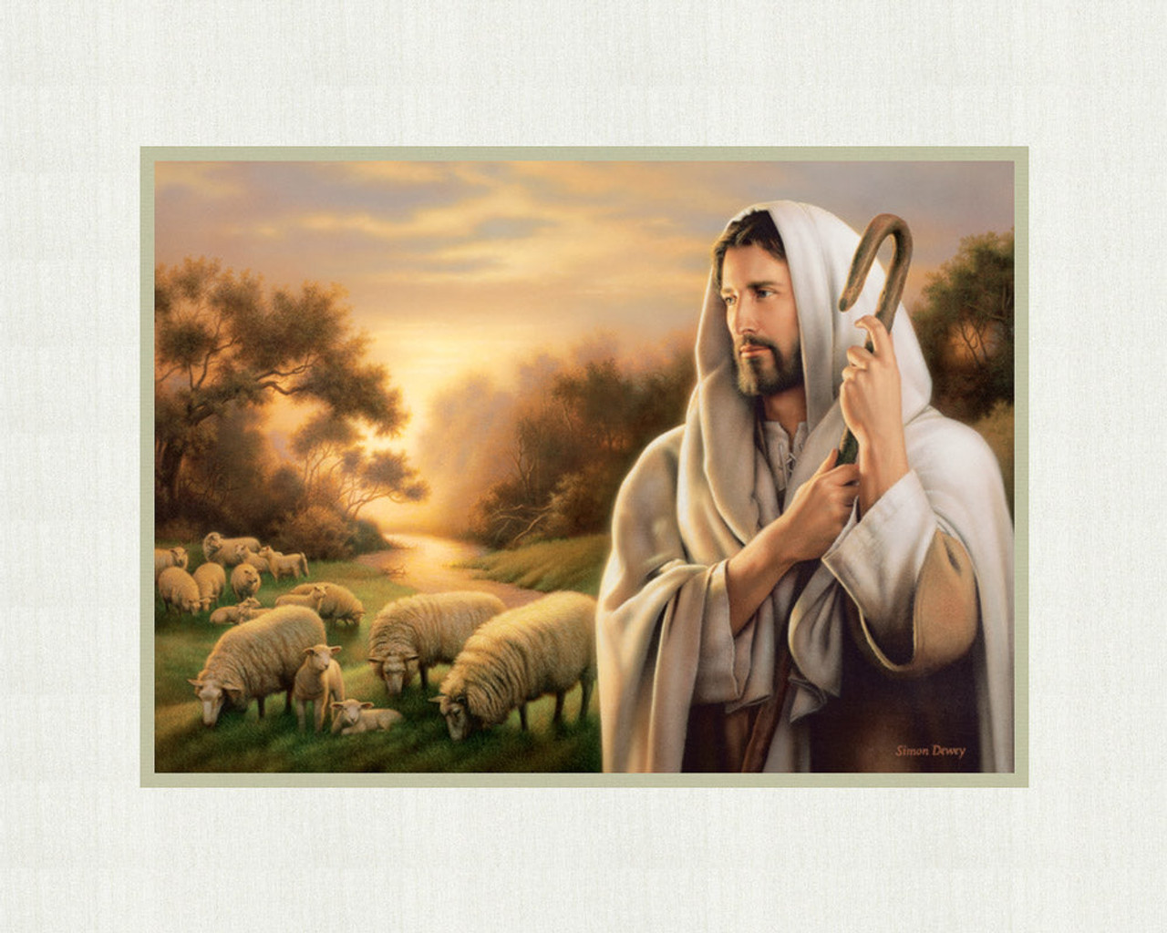 The Lord is my Shepherd by Simon Dewey (5x7 print matted to 8x10)