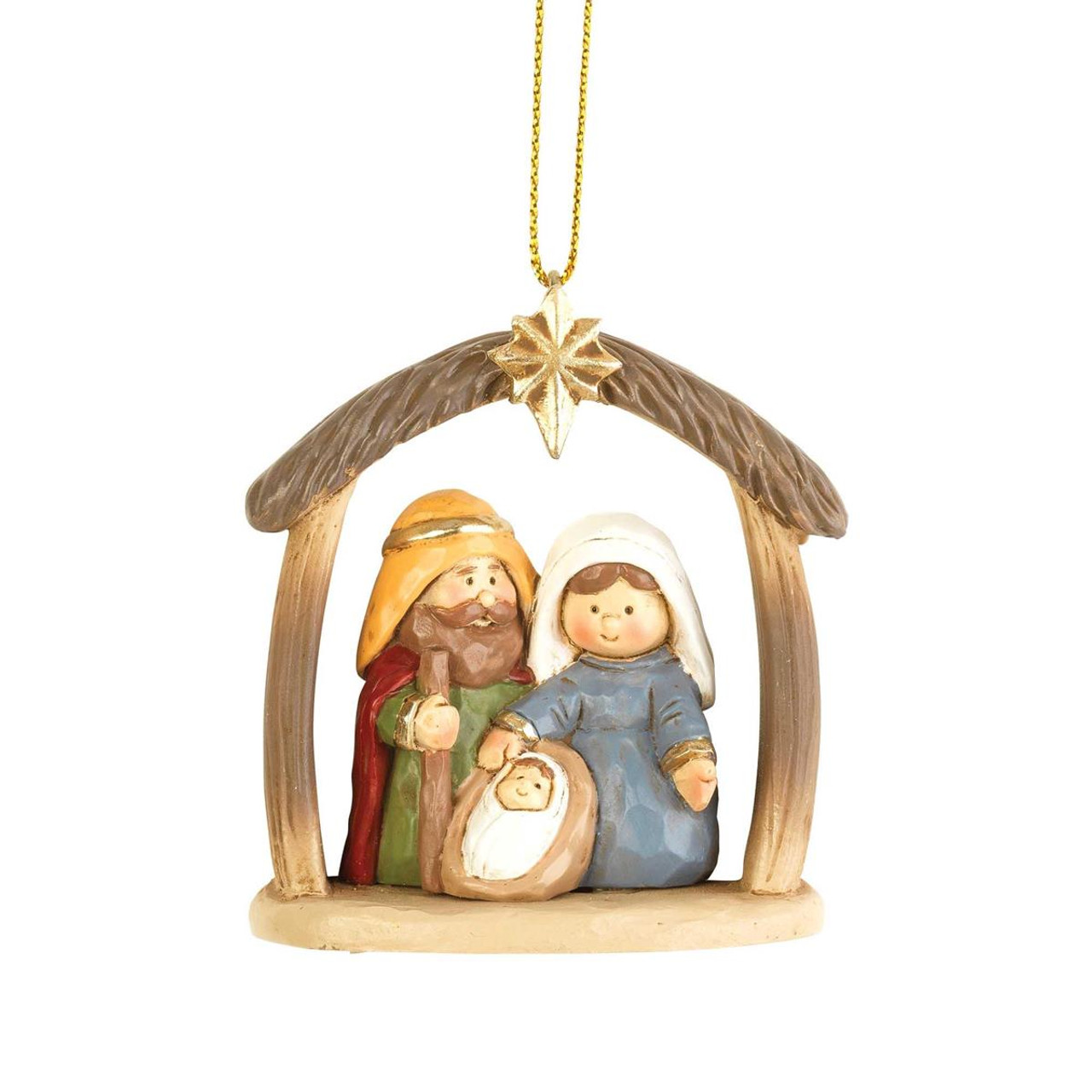 Holy Family in Creche Ornament (Small Ornament) While supplies last*