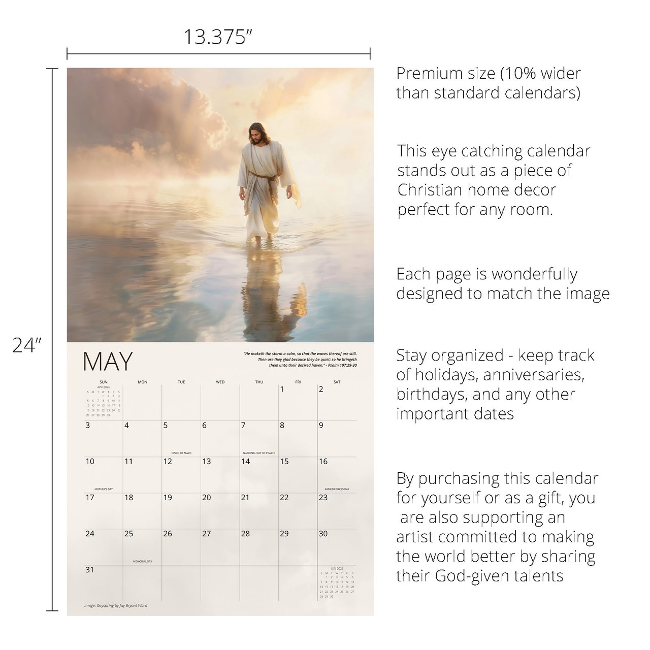 2026 Calendar: He Leads Me (Large Calendar)*