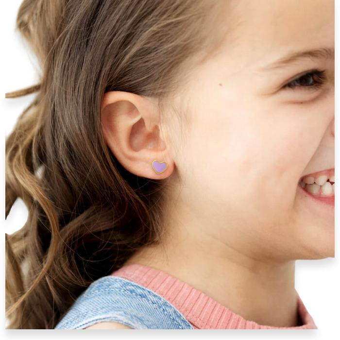 My Heavenly Father Loves Me Heart Earrings Lavender