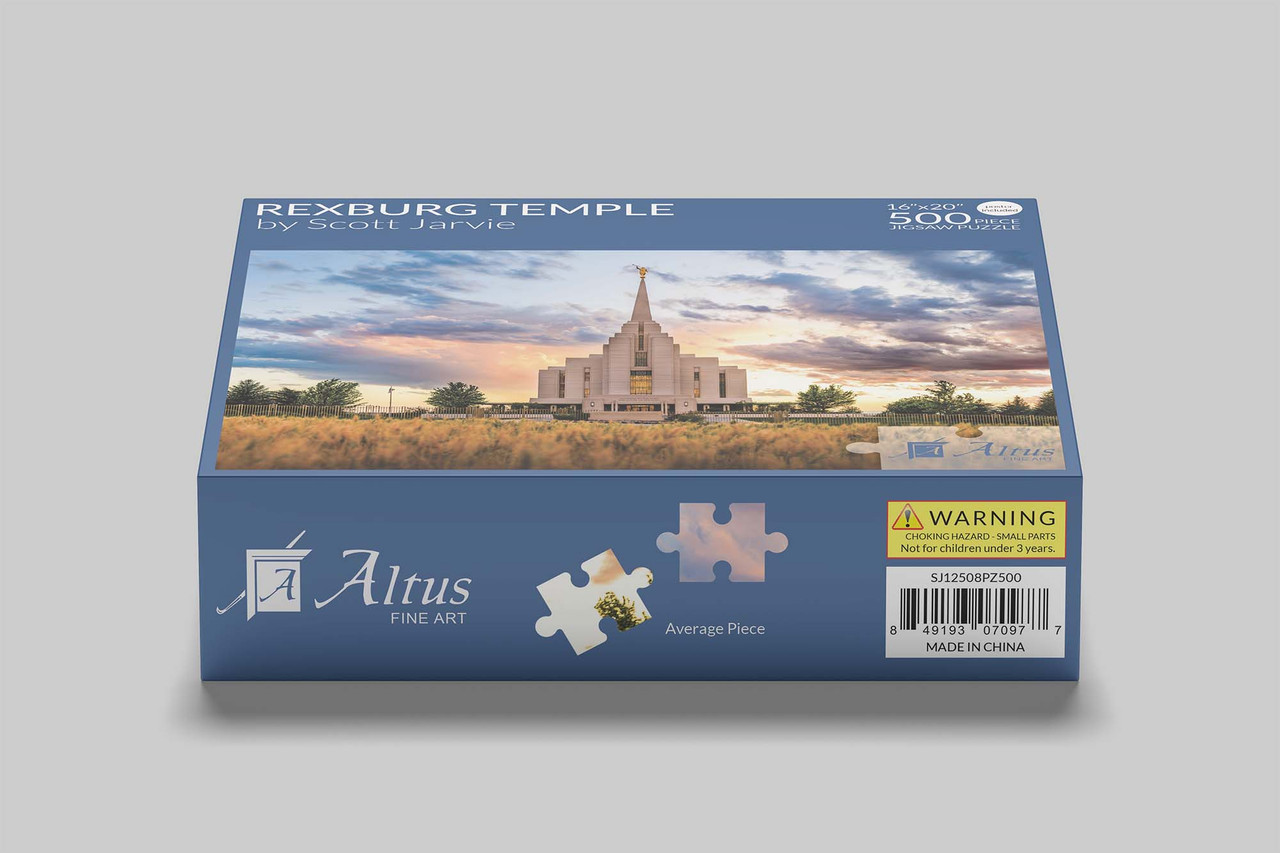 Rexburg Temple - Fiery Sunset Puzzle 500 Pieces