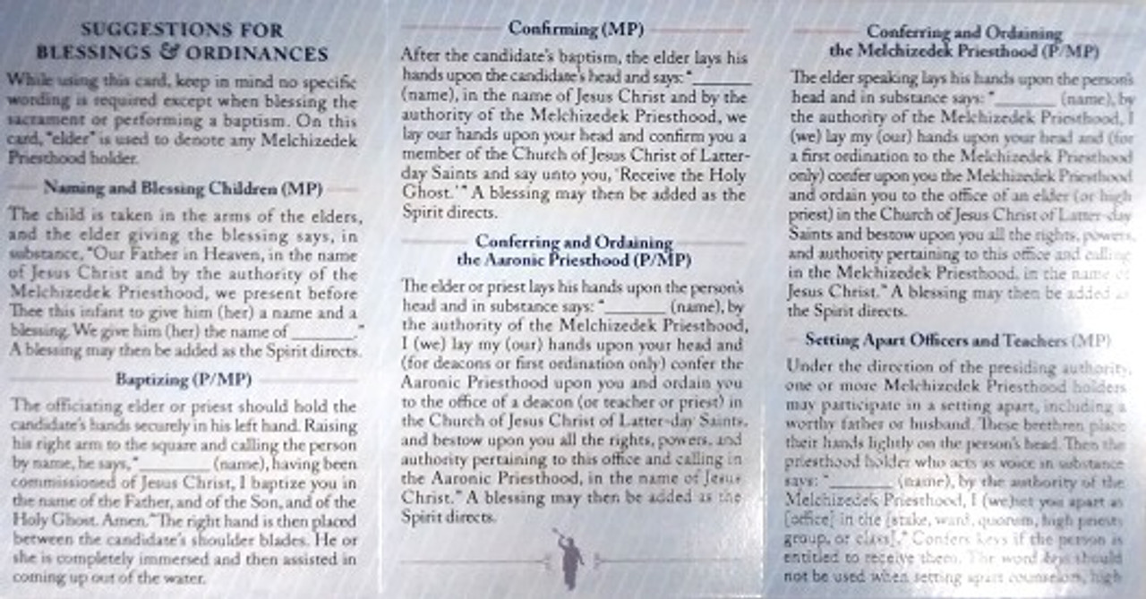 Priesthood Ordinance - Folding Pocket Card *