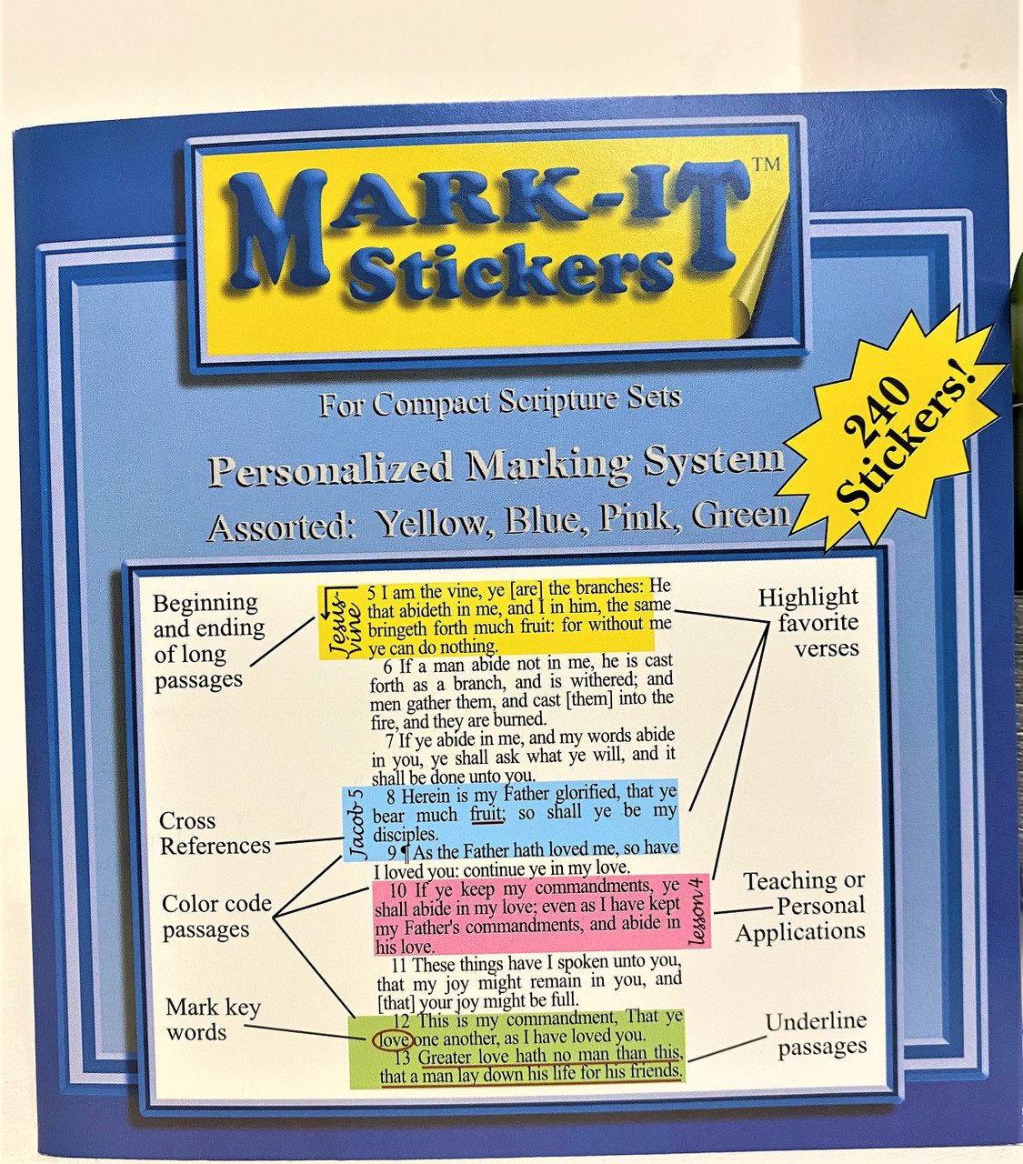 Mark It Scripture Stickers Assorted Colors - 240 per set (While supplies last)