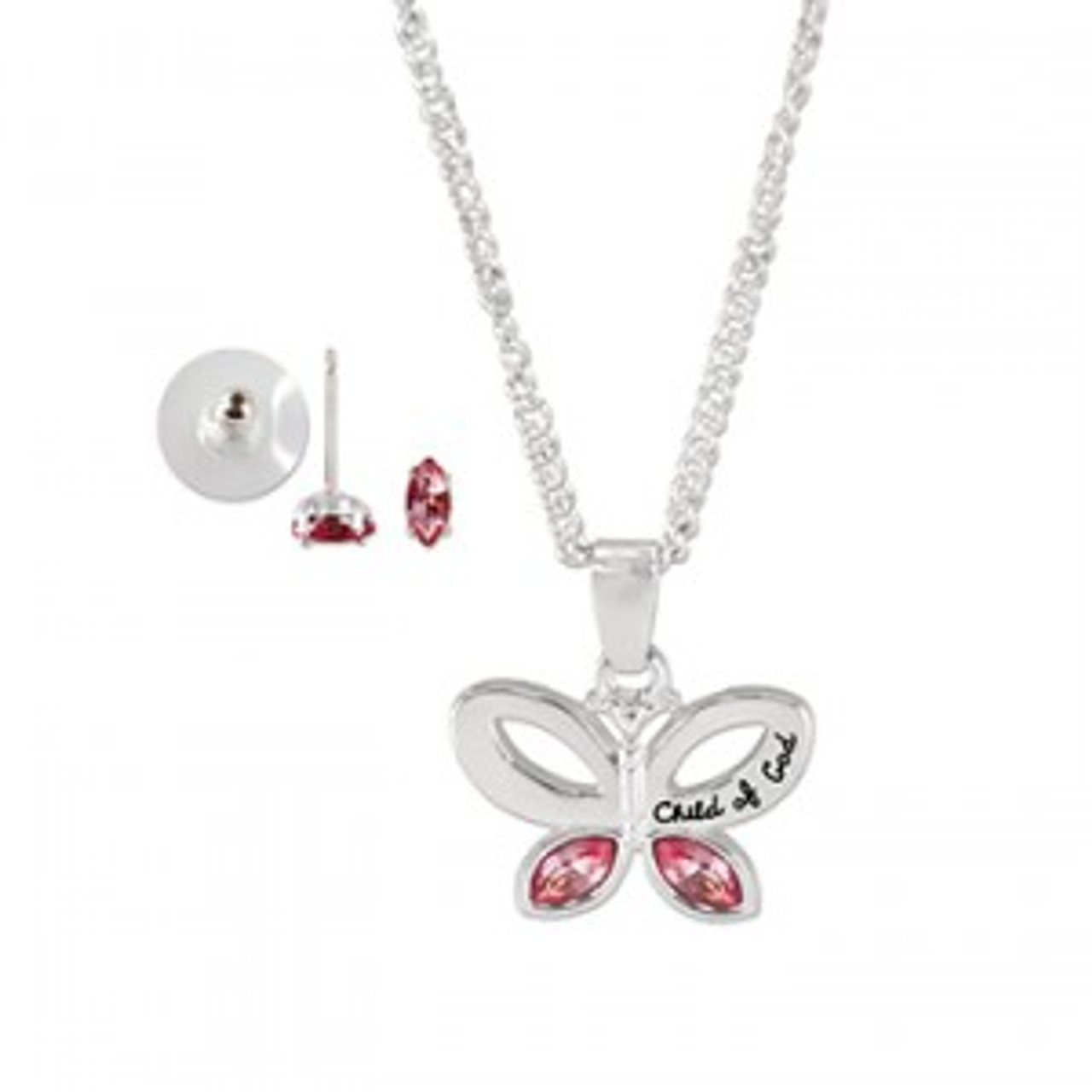 Child of God Butterfly Necklace & Earring Set