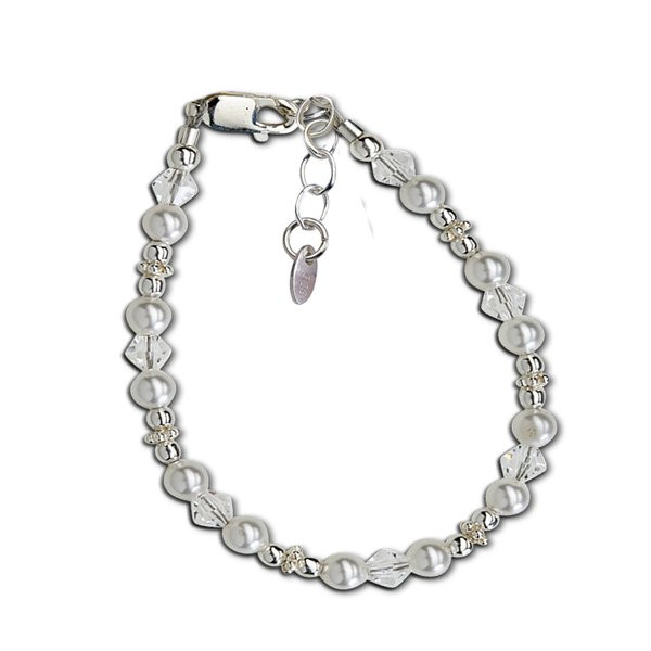 Sterling Silver Baptism Bracelet with Pearls * Cardston Book Shop