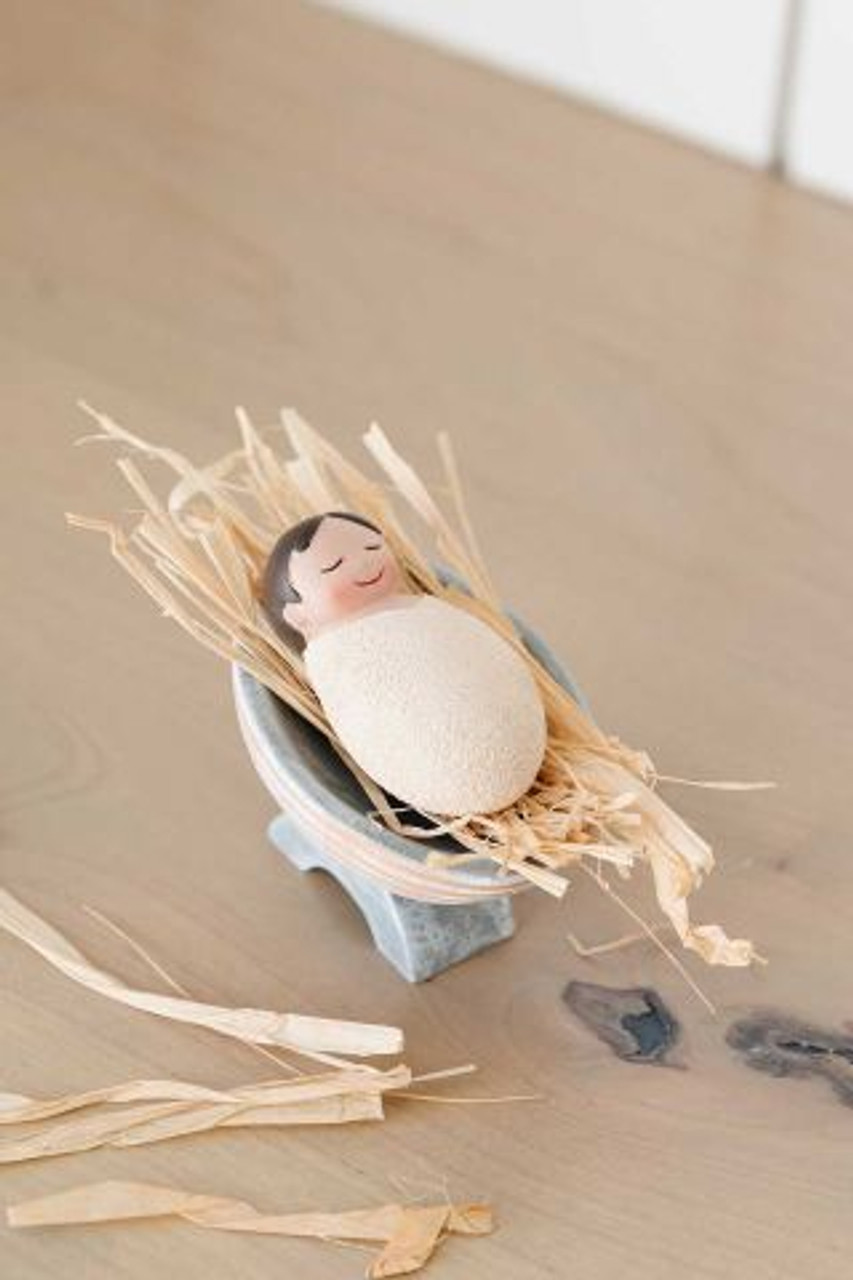 Last Straw Manger  and Baby Jesus Set *