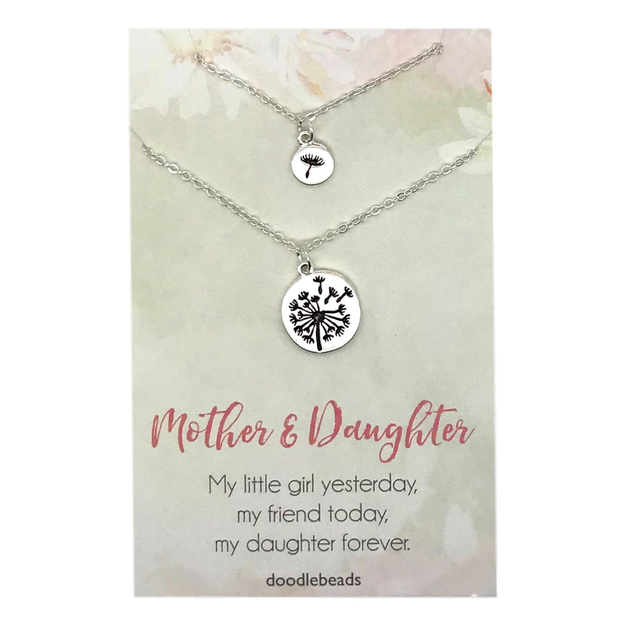 Dandelion Mother Daughter Necklaces Set (Silver)