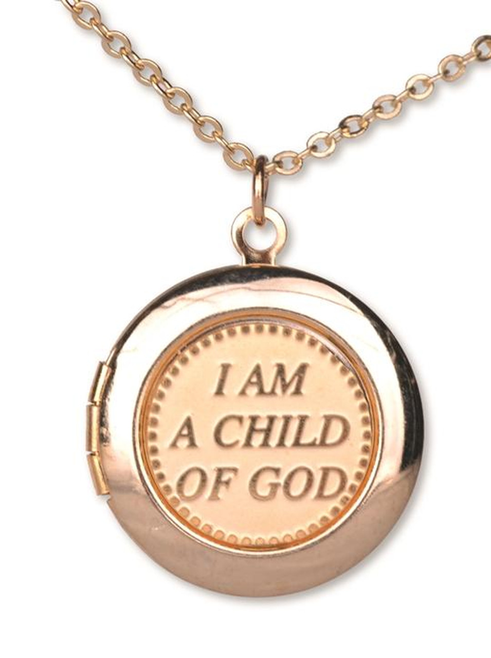 I Am A Child of God - Necklace - Locket - Gold