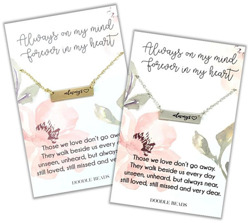 Always in my Heart Necklace (Gold Bar Necklace) Choose Color in Options*