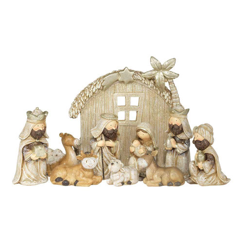 Glittered Christmas Nativity Scene 7" (10 Piece Set)