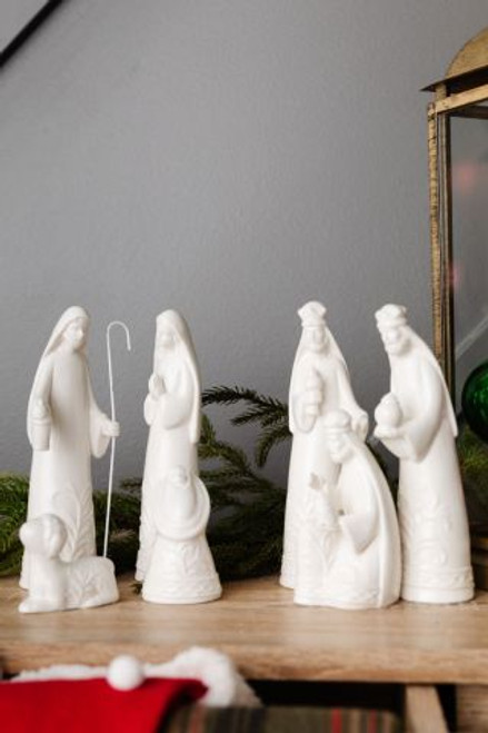 White Porcelain Nativity Set (7 Piece Set)) While supplies last*